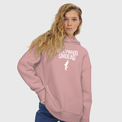 Толстовка оверсайз женская Hollywood Undead - logo, цвет: пыльно-розовый — фото 2
