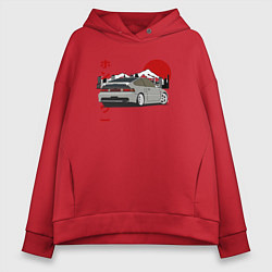 Толстовка оверсайз женская Honda Crx Retro JDM, цвет: красный