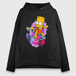 Женское худи оверсайз Барт Симпсон на скейтборде - Eat my shorts!