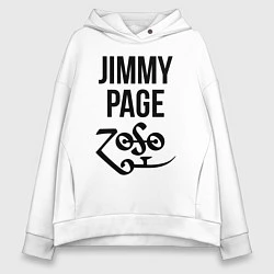 Толстовка оверсайз женская Jimmy Page - Led Zeppelin - legend, цвет: белый
