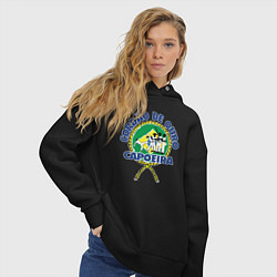 Толстовка оверсайз женская Cordao de ouro Capoeira flag of Brazil, цвет: черный — фото 2