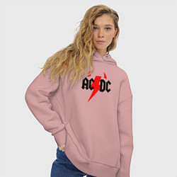 Толстовка оверсайз женская AC DC - рога, цвет: пыльно-розовый — фото 2