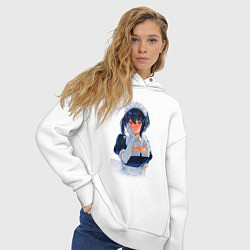 Толстовка оверсайз женская Моя новая горничная очень подозрительна, цвет: белый — фото 2