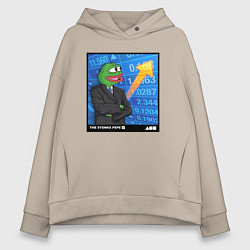 Толстовка оверсайз женская Pepe Stonks, цвет: миндальный