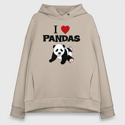 Женское худи оверсайз I love Panda - люблю панд