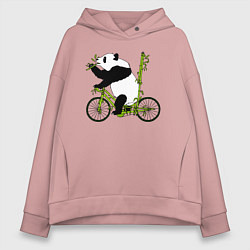 Женское худи оверсайз Панда на велосипеде с бамбуком