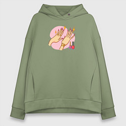 Толстовка оверсайз женская Маникюр, цвет: авокадо