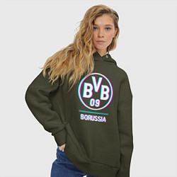 Толстовка оверсайз женская Borussia FC в стиле glitch, цвет: хаки — фото 2
