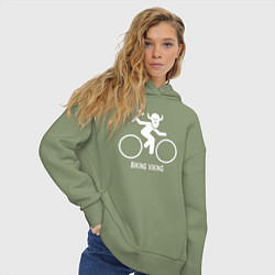 Толстовка оверсайз женская Велосипед - Викинг, цвет: авокадо — фото 2