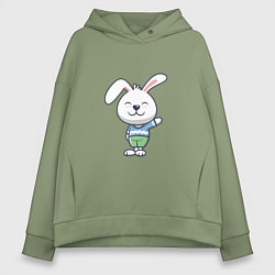 Толстовка оверсайз женская Hello - Rabbit, цвет: авокадо