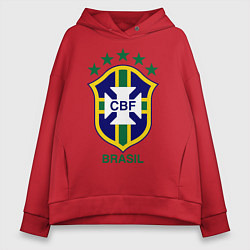 Толстовка оверсайз женская Brasil CBF, цвет: красный