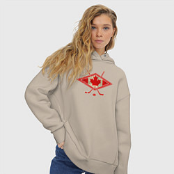 Толстовка оверсайз женская Флаг Канады хоккей, цвет: миндальный — фото 2