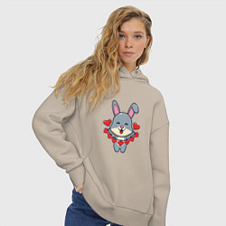 Толстовка оверсайз женская Love Rabbit, цвет: миндальный — фото 2