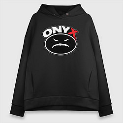 Толстовка оверсайз женская Onyx - black logo, цвет: черный