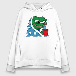 Женское худи оверсайз Frog Pepe мем