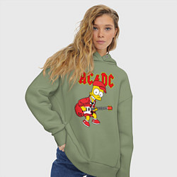 Толстовка оверсайз женская AC DC Барт Симпсон, цвет: авокадо — фото 2
