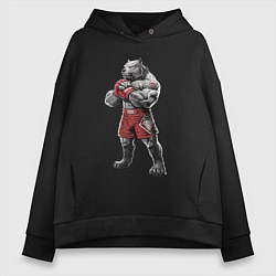 Толстовка оверсайз женская Питбуль - Смешанные единоборства - MMA, цвет: черный