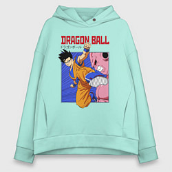 Толстовка оверсайз женская Dragon Ball - Сон Гоку - Удар, цвет: мятный