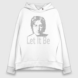 Женское худи оверсайз Портрет Джона Леннона и текст песни Let It Be