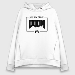 Женское худи оверсайз Doom gaming champion: рамка с лого и джойстиком