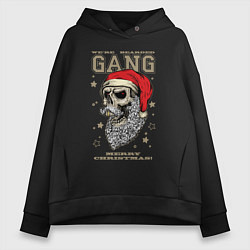 Толстовка оверсайз женская We are bearded gang - Merry Christmas!, цвет: черный