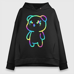 Толстовка оверсайз женская Cool neon bear, цвет: черный