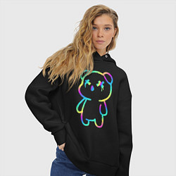 Толстовка оверсайз женская Cool neon bear, цвет: черный — фото 2
