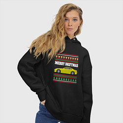 Толстовка оверсайз женская Merry Driftmas Nissan Silvia S15 Ugly Sweater, цвет: черный — фото 2