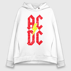 Толстовка оверсайз женская AC DC logo, цвет: белый