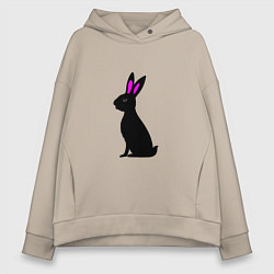 Толстовка оверсайз женская Черный кролик, цвет: миндальный