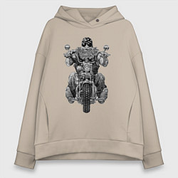 Толстовка оверсайз женская Ride biker, цвет: миндальный