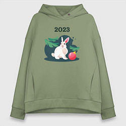 Женское худи оверсайз Новогодний кролик 2023