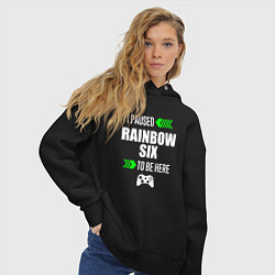Толстовка оверсайз женская I paused Rainbow Six to be here с зелеными стрелка, цвет: черный — фото 2