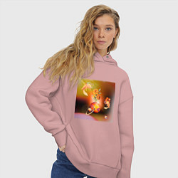 Толстовка оверсайз женская Аксолотли в космосе, цвет: пыльно-розовый — фото 2