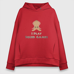 Толстовка оверсайз женская I play squid games, цвет: красный