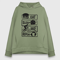 Женское худи оверсайз Eat sleep bike repeat art