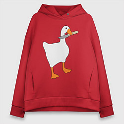 Толстовка оверсайз женская Опасный гусь, цвет: красный