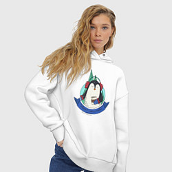 Толстовка оверсайз женская Merry christmas penguin, цвет: белый — фото 2