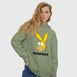 Толстовка оверсайз женская Simpboy - rabbit Homer, цвет: авокадо — фото 2