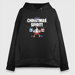 Толстовка оверсайз женская Lift that Christmas spirit, цвет: черный
