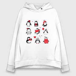 Толстовка оверсайз женская Positive penguins, цвет: белый