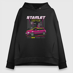 Толстовка оверсайз женская Toyota Starlet ep81, цвет: черный