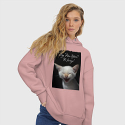 Толстовка оверсайз женская Смеющийся котёнок, цвет: пыльно-розовый — фото 2