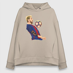 Толстовка оверсайз женская Messi Barcelona, цвет: миндальный