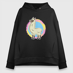 Женское худи оверсайз Мультяшная лама альпака