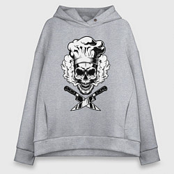 Толстовка оверсайз женская The cooks skull, цвет: меланж