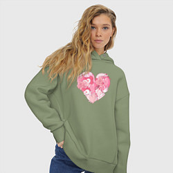 Толстовка оверсайз женская Влюблённое розовое сердце, цвет: авокадо — фото 2