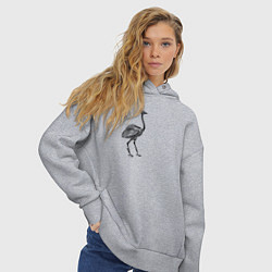 Толстовка оверсайз женская Набросок страуса, цвет: меланж — фото 2