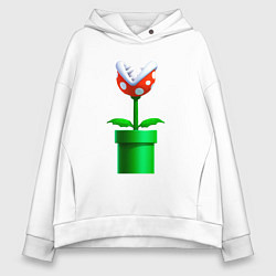 Толстовка оверсайз женская Марио Растение Пиранья, цвет: белый
