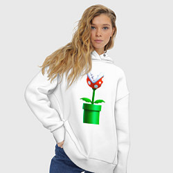 Толстовка оверсайз женская Марио Растение Пиранья, цвет: белый — фото 2